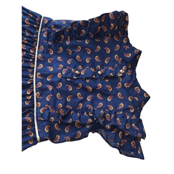 Janie & Jack Toddler Girl Navy Blue Ruffled Paisley Dress - Picture 7 of 11